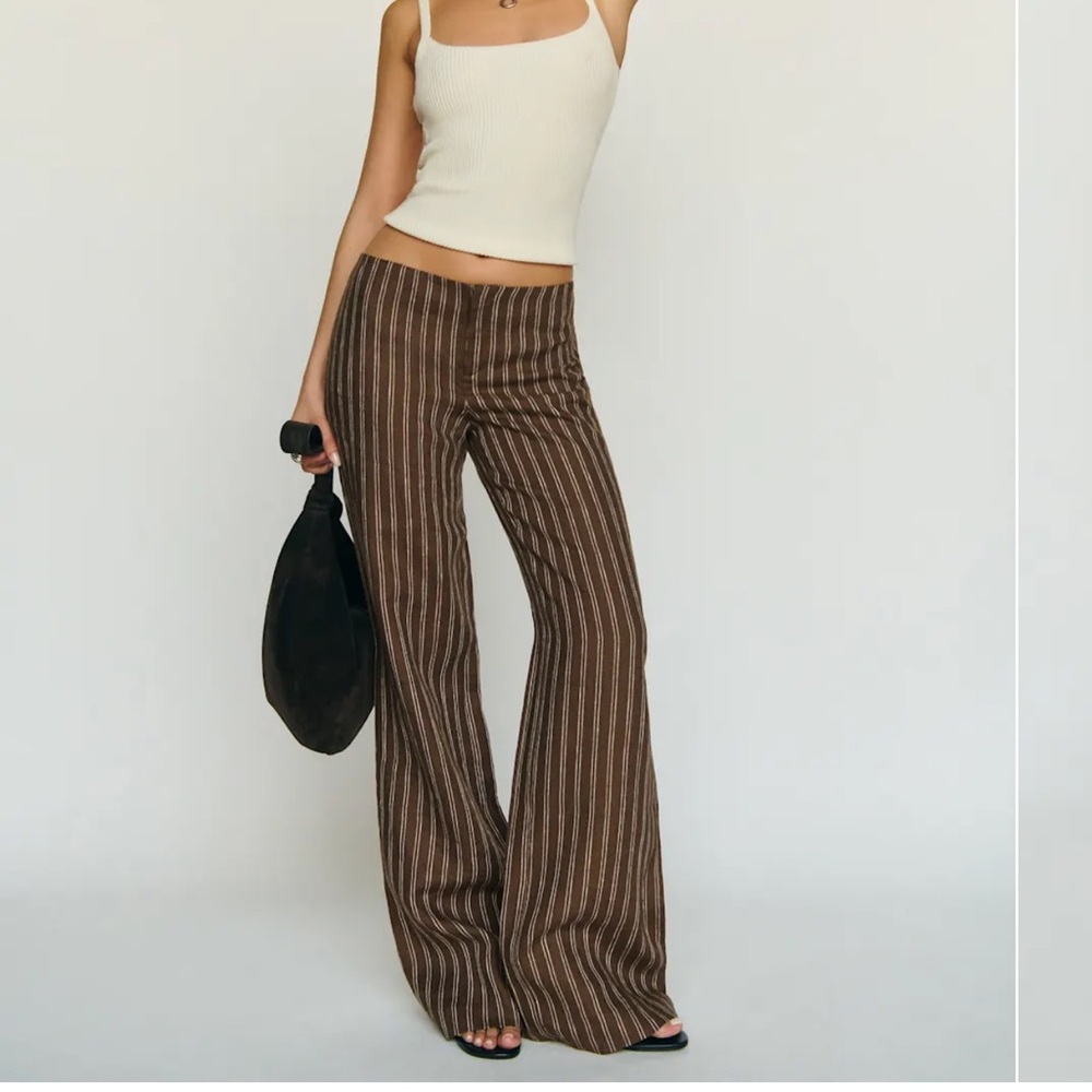 Reformation Vida Linen Low Rise Pant Petite